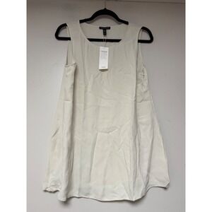 EILEEN FISHER Silk Tank Top Tunic Cream XS